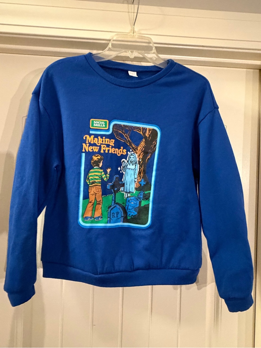 ROMWE Royal Blue 'Making New Friends' Graphic Crewneck